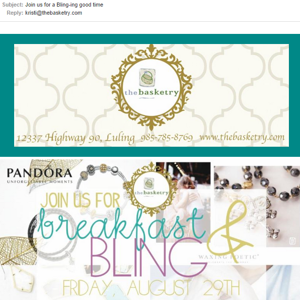 The Basketry email subject line example