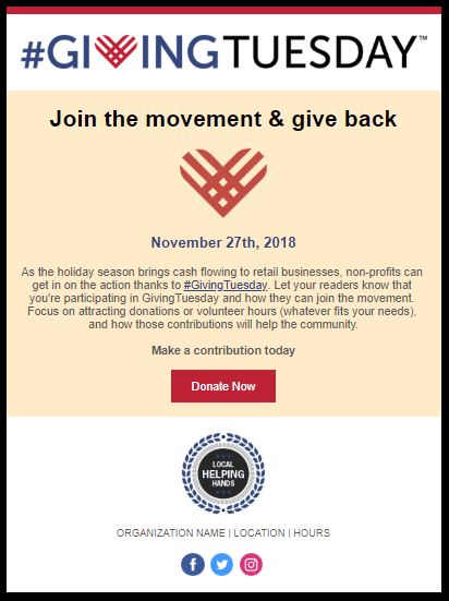 Giving Tuesday email template