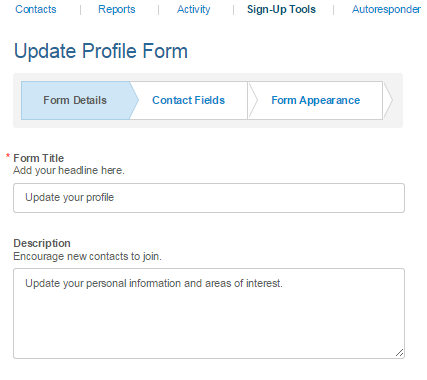 Update profile form