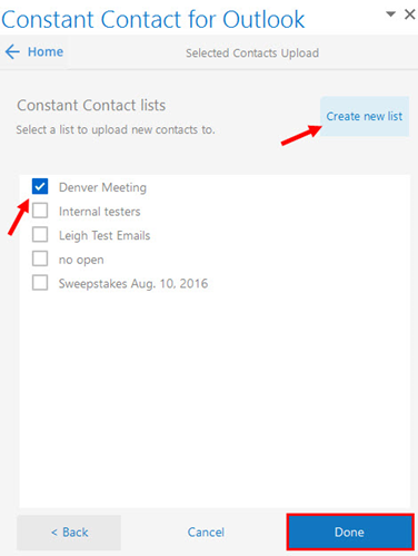 Constant Contact Outlook Integration