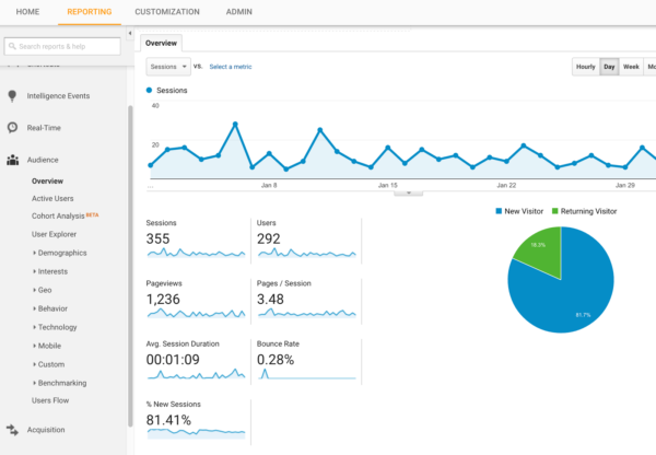 Google Analtics -- Website Traffic