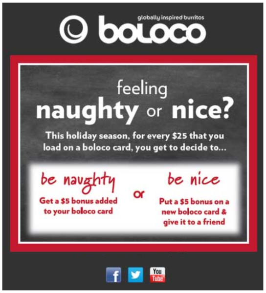 holiday email campaign naughty or nice humor