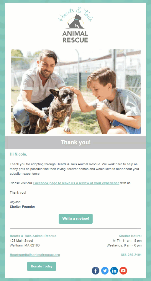 Nonprofit email with GIF