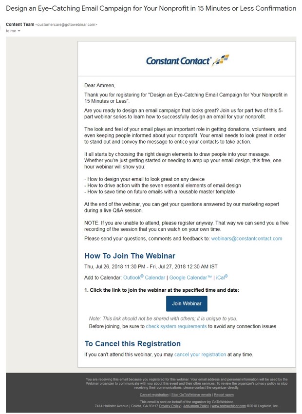 Webinar email
