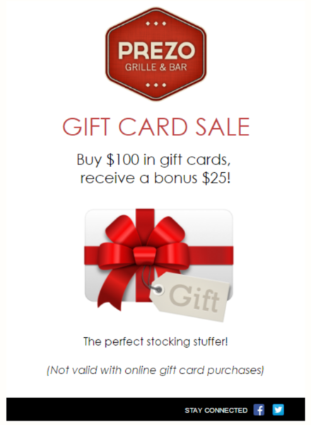holiday email gift card bonus offer