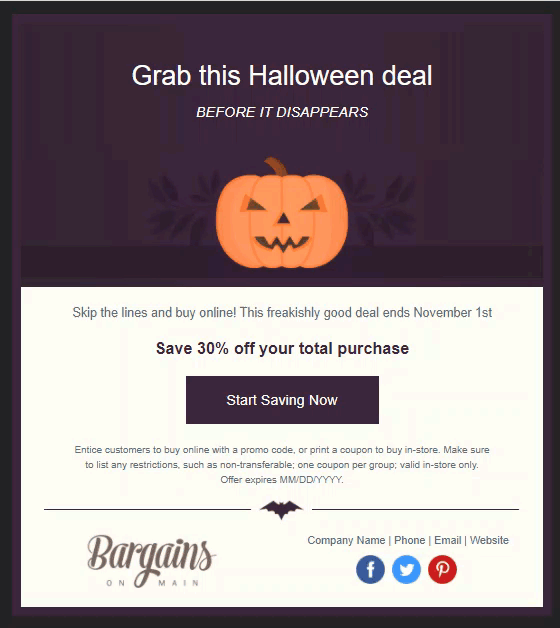 Halloween sale .gif email template