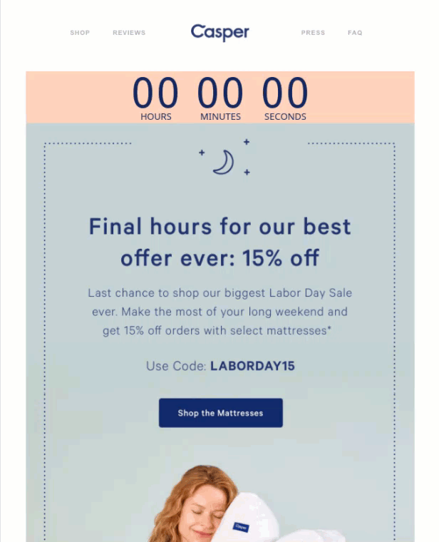 great email designs create urgency with a countdown timer