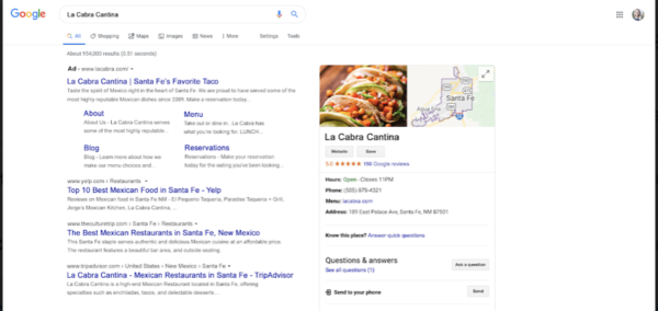 a good place for restaurant advertisements is Google Ads