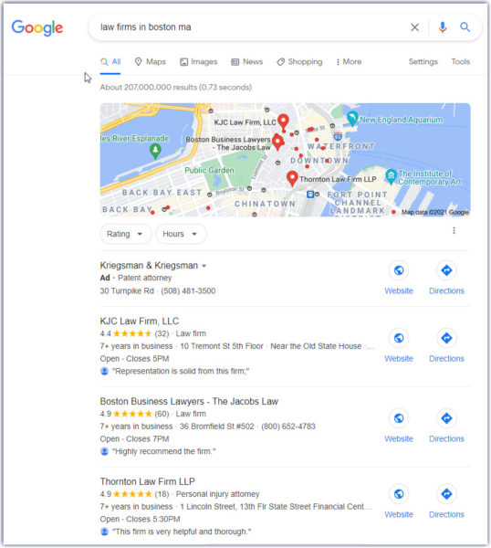 these optimized Google My Business listings for 
