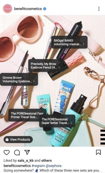 Example of tagging products in Instagram posts