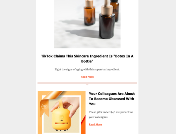 example short email newsletter that uses headlines and brief content