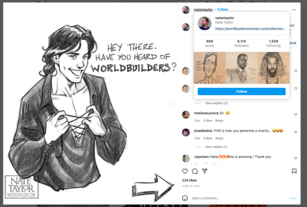 example of a nano-influencer promoting a nonprofit