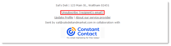 Having unsubscribe links in your email footer ensures your email marketing is legal